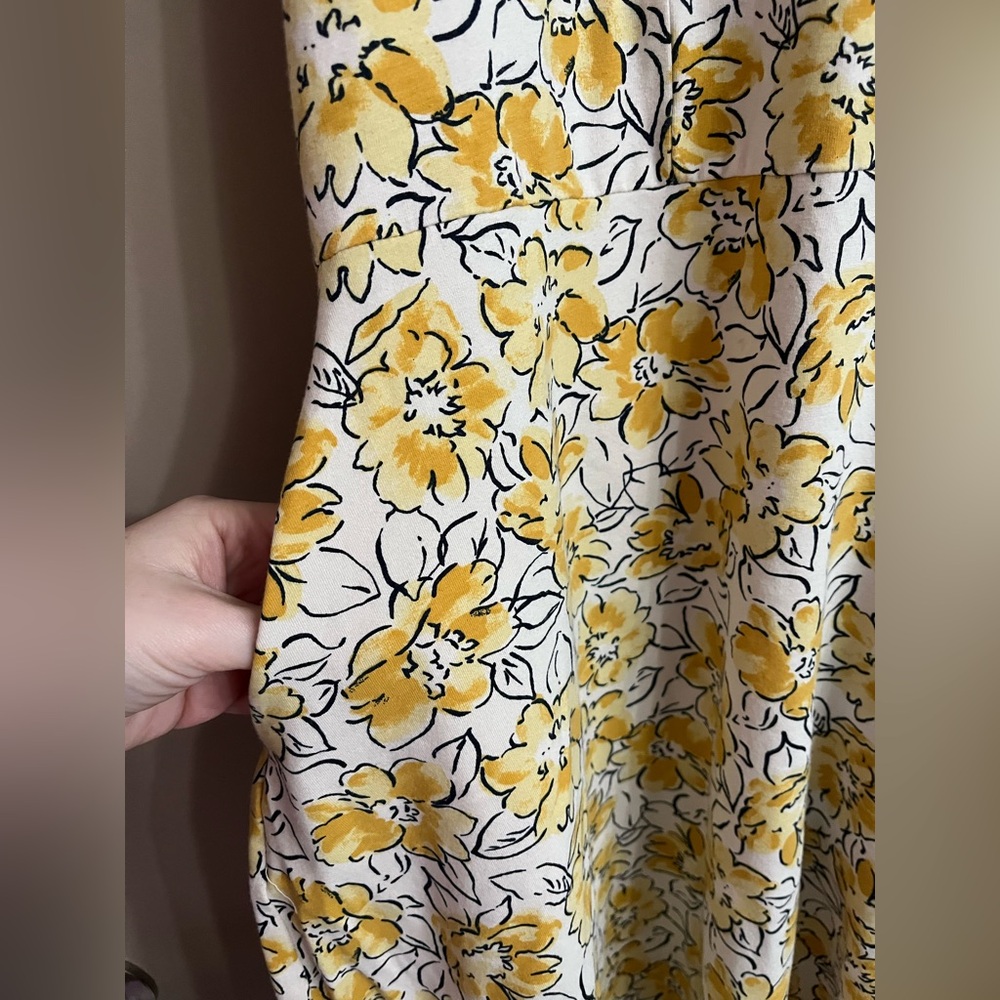 Pact Yellow & White Floral Halter Midi Dress w built-in shelf bra - Picture 7 of 7